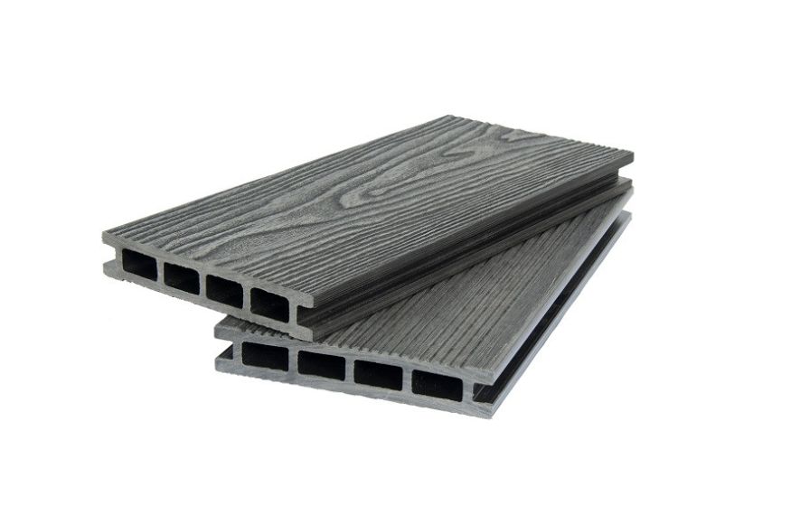 Террасная доска ДПК POLIVAN GROUP 3D+вельвет пустотелая с двухсторонней отделкой DENPASAR черного цвета. купить в Сочи