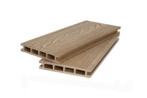 Террасная ДПК доска POLIVAN GROUP 3D+ вельвет пустотелая двухсторонняя DENPASAR в песочном цвете.