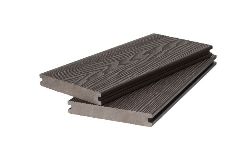 Двухсторонняя полнотелая террасная доска с 3D фактурой дерева POLIVAN GROUP SINGARAJA темно-коричневая. купить в Сочи