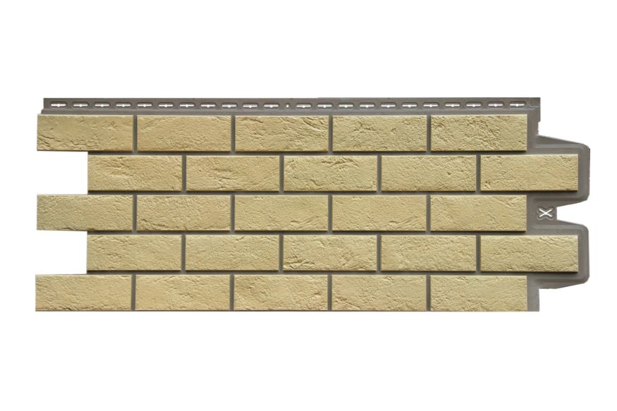 Фасадная панель Grand Line, Состаренный кирпич Design Plus, Ваниль (Темно-бежевый шов) купить в Сочи