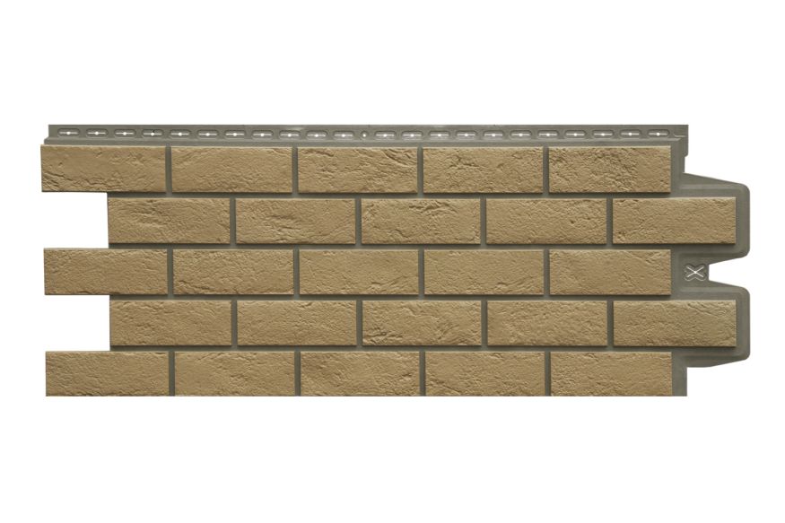 Фасадная панель Grand Line, Состаренный кирпич Design Plus, Солома (Темно-бежевый шов) купить в Сочи