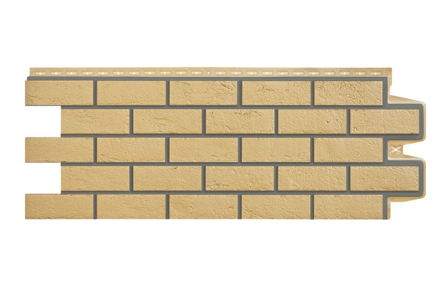 Фасадная панель Grand Line, Состаренный кирпич Design, Песочный, шов RAL 7006  купить в Сочи