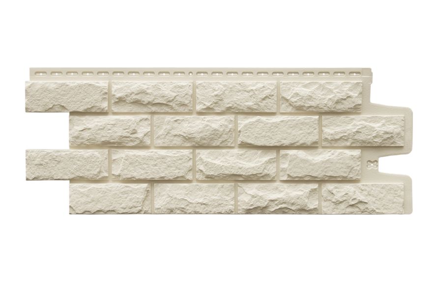 Фасадные панели Grand Line, Колотый камень Classic, Молочный купить в Сочи