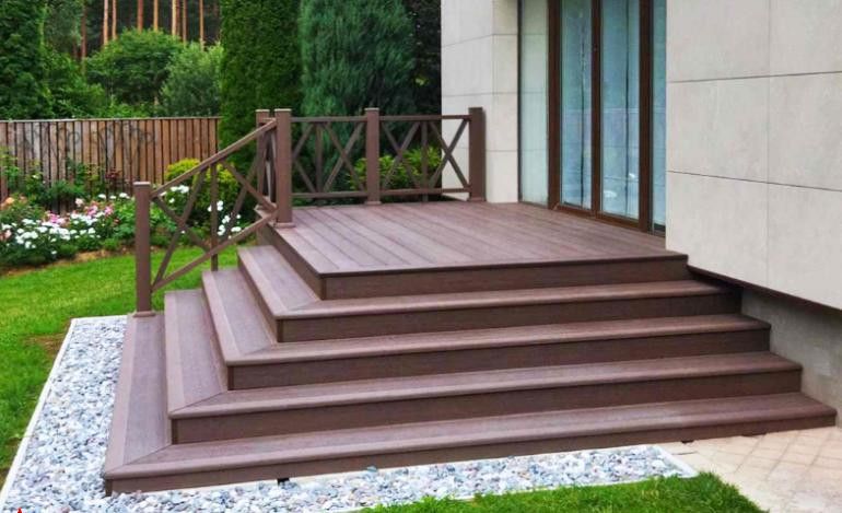 Ступень ДПК Outdoor Havana/Вельвет, коричневая полнотелая микс купить в Сочи