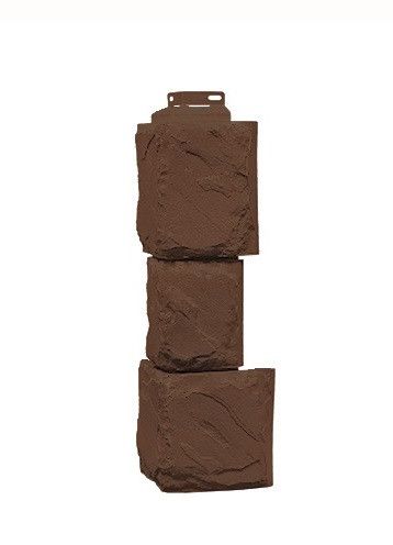 Угол фасадного сайдинга «Камень крупный» коричневого цвета купить в Сочи