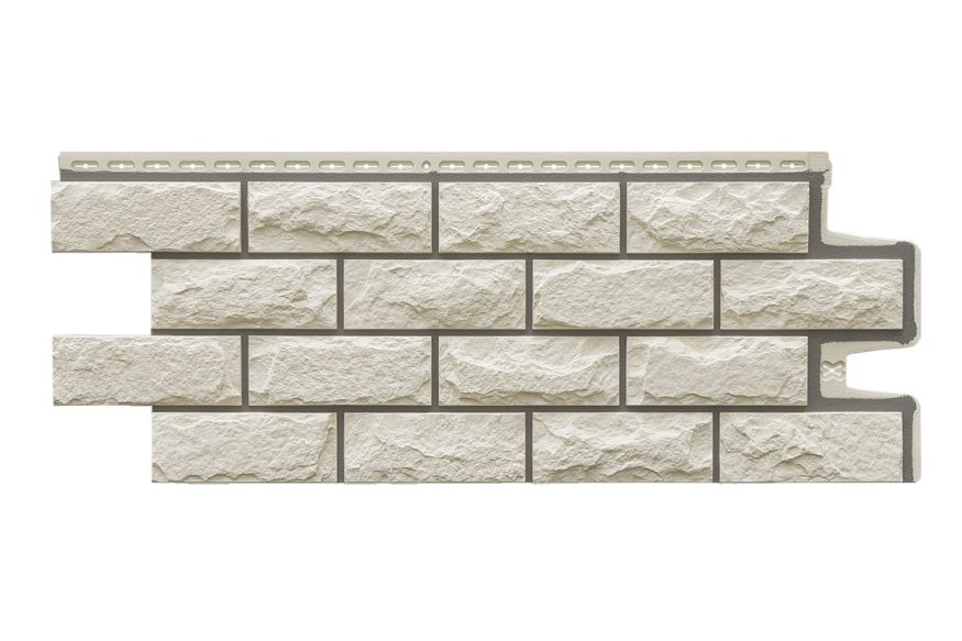 Фасадные панели Grand Line, Колотый камень Design, Молочный (шов RAL 7006) купить в Сочи