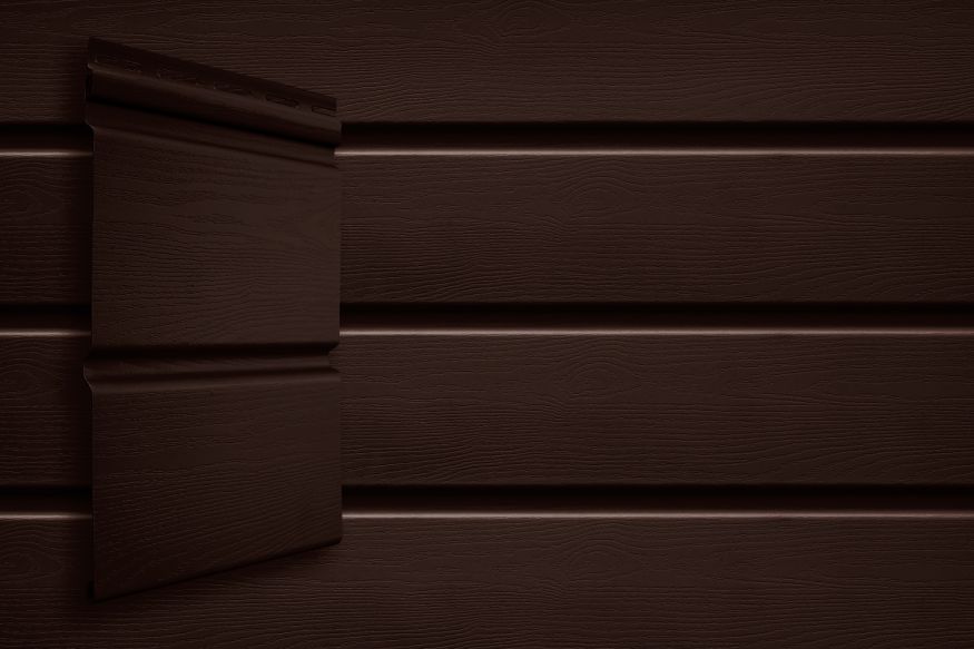 Виниловый сайдинг Grand Line Double-брус Цвет: Темный дуб купить в Сочи