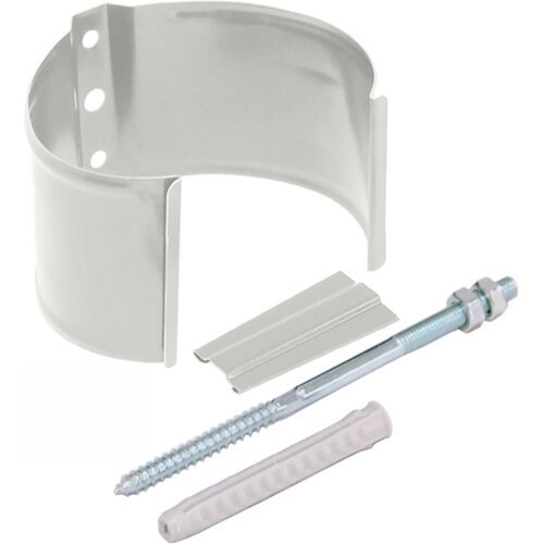 Металлический хомут для трубы на камень, Grand Line, Белый купить в Сочи