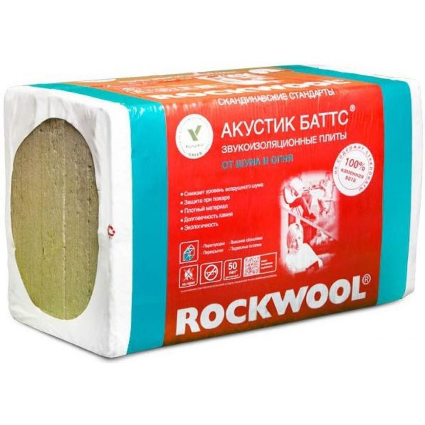 Утеплитель Акустик Баттс 50X600X1000 Rockwool купить в Сочи