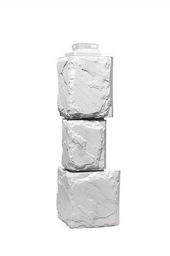 Угол Фасадного Сайдинга «Крупный Камень» Мелованный Белый купить в Сочи