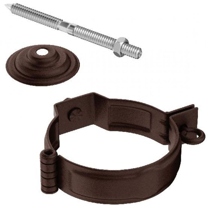 Декоративный хомут для трубы Aquasystem с креплением, RAL 8017 Коричневый матовый 125/90 купить в Сочи