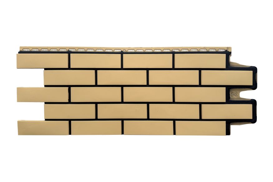 Фасадные панели Grand Line, Клинкерный кирпич Design, Песочный, шов RAL 9005  купить в Сочи