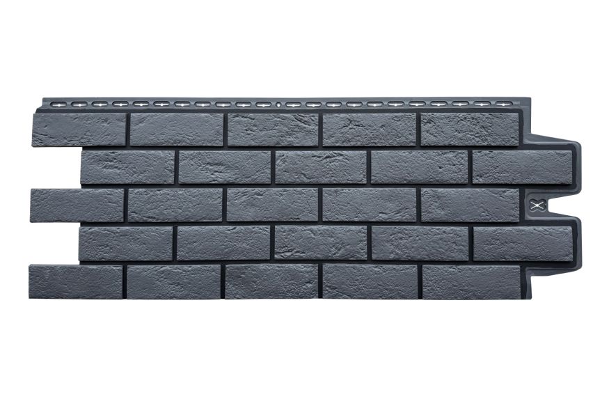 Фасадная панель Grand Line, Состаренный кирпич Design, Графит, шов RAL 9005 купить в Сочи
