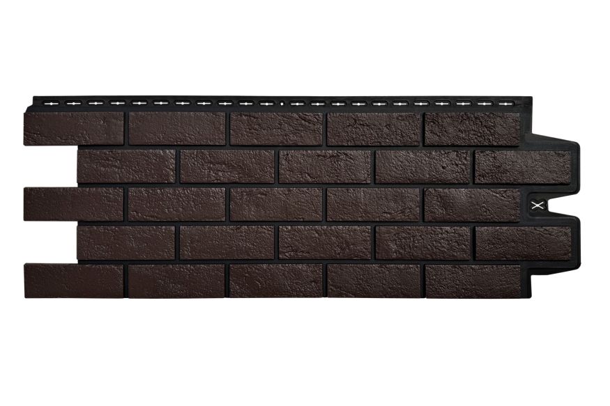 Фасадная панель Grand Line, Состаренный кирпич Design, Шоколадный, шов RAL 9005 купить в Сочи