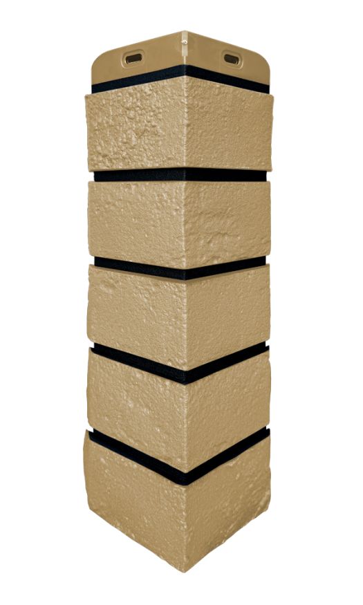 Угол наружный Grand Line, Состаренный кирпич Design, Песочный, шов RAL 9005 купить в Сочи