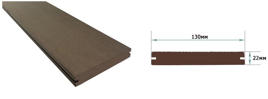 Полнотелая террасная доска из ДПК Terrapol Смарт с пазом купить в Сочи