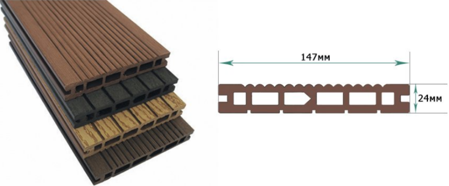 Террасная доска из ДПК Terrapol Классик Пустотелая с пазом купить в Сочи