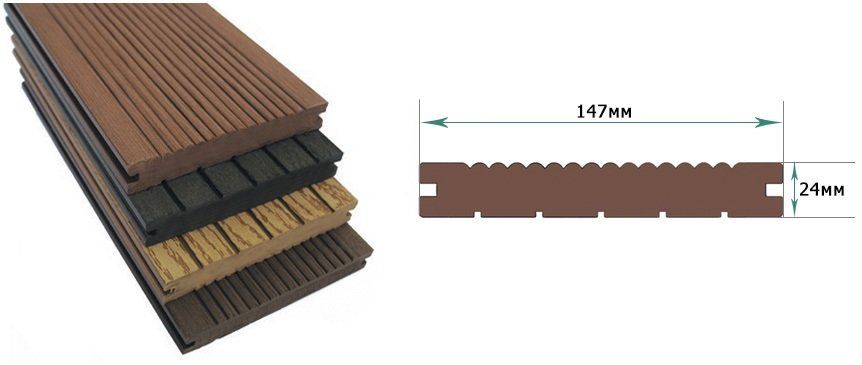 Полнотелая террасная доска из ДПК Terrapol Классик с пазом купить в Сочи